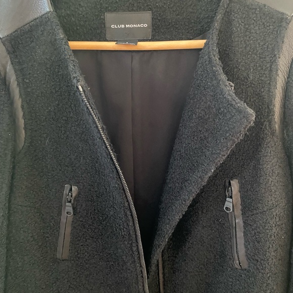 Club Monaco Leather and boucle jacket, size M - Picture 3 of 6